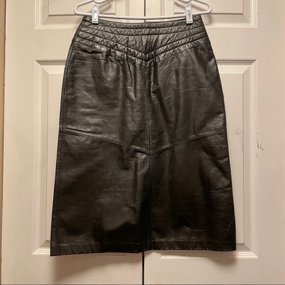 Vintage Tibor Leather MIdi Skirt - Picture 1 of 6